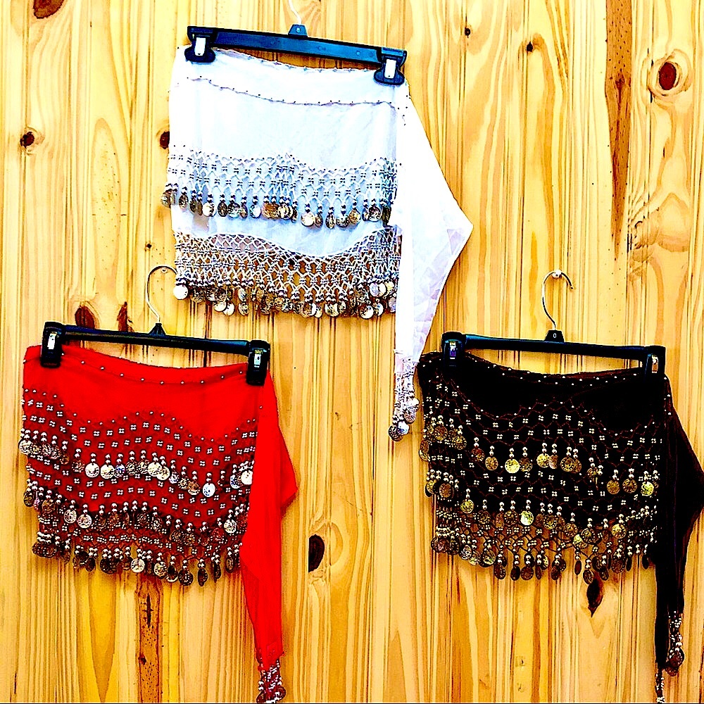 Set of 3 - BELLYDANCE Jingle Hip Scarfs w gift